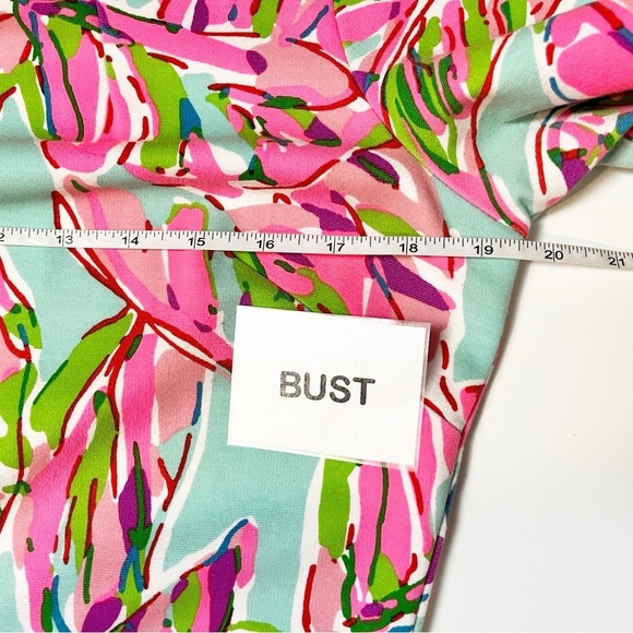 Lilly Pulitzer Charlene Dress Large In the Vias pink green tropical floral shift - Picture 10 of 16